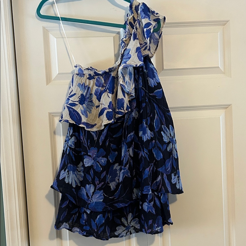 Anthropologie Floral One-Shoulder Beach Throw Dress - Picture 4 of 6